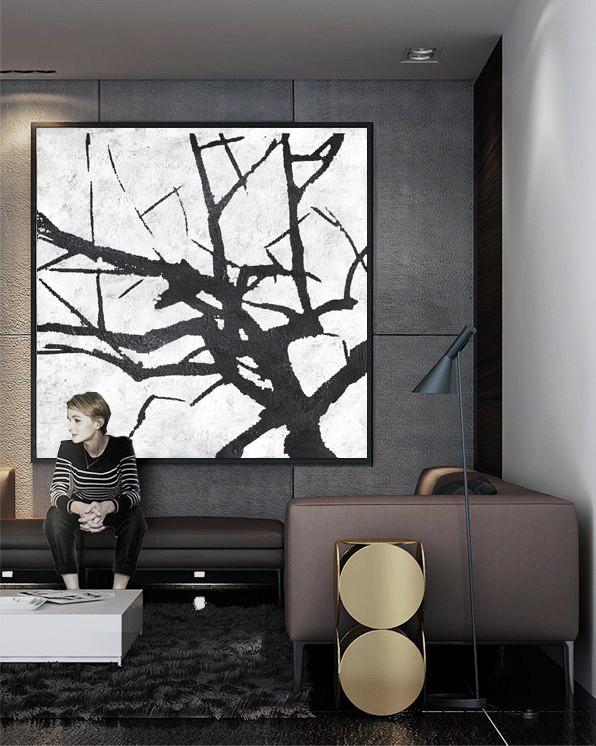 Minimal Black and White Painting #MN6A - Click Image to Close